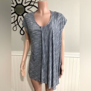 Chico’s Asymmetrical Front Wrap Top Brushstroke Stripes Short Sleeve size XL (3)